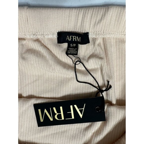 AFRM Torino Lined Maxi‎ Bodycon Pencil Skirt Ribbed Knit Stretch Cream Tan NWT S - Picture 2 of 8